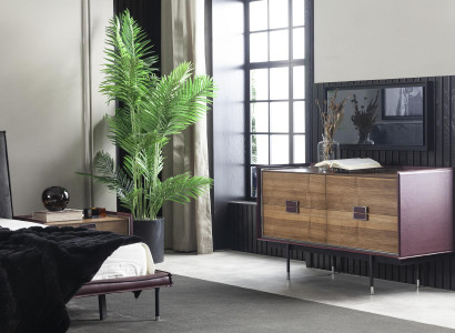 Lila Sideboard Kommode Schrank Holz Regal 141cm Leder Kommoden Möbel